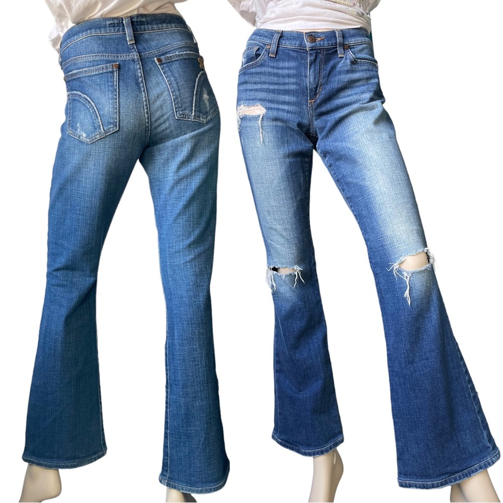 Joe's Rocker Torn Ripped Distressed Faded Denim Flare Leg Bootcut 30 Joes Jeans